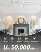 zouzai 3 Inch 5CCT Gimbal Led Recessed Lighting with Junction Box, 2700K/3000K/3500K/4000K/5000K Selectable, 7W Eqv 80W, 360°+90° Adjustable Recessed Lights, 800LM Brightness - ETL (White, 6 Pack)