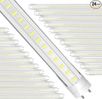Led Tube Lights 4ft, 4 Foot Led Bulbs 24-Pack 28W 5000K 4000lm Daylight T8 T10 T12 Fluorescent Replacement Dual Ended Power Clear Lens