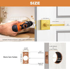 Probrico Gold Privacy Door Handle Lockset Heavy Duty Square Satin Brass Interior Door Lever for Bedroom or Bathroom Reversible Keyless Handleset Door Knob Slim Handed Levers, 4 Pack