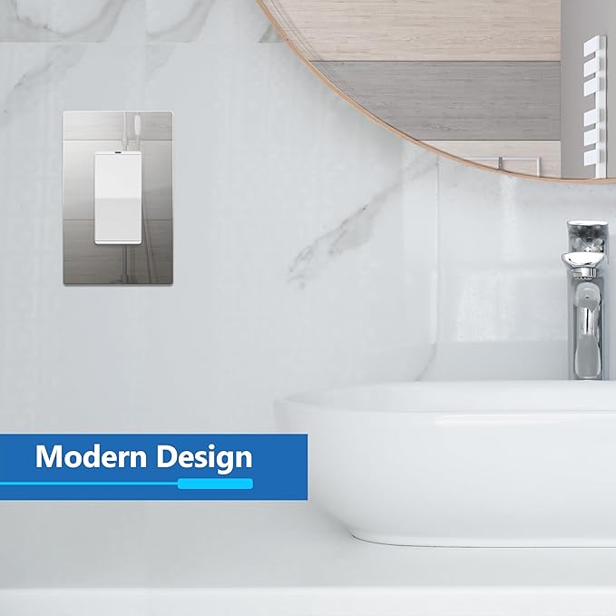 LIDER Decorator Wall Plate, Impact Resistant, Mirrored Acrylic, Plexiglass, Reflective Finish, Screwless Light Switch/Outlet Cover, UL Listed, Mid-Size 1-Gang 4.88" x 3.11", Silver, 2 Pack