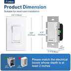 Amico 12 Pack Dimmer Light Switch, Single-Pole or 3-Way Slide Dimmer Switches for Led Lights, Suitable for 150W Dimmable LED/CFL Lights and 600W Incandescent/Halogen, Wall Plate Included, White