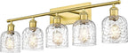 zeyu 34.8'' Gold Bathroom Wall Light, 5 Light Bathroom Vanity Light for Mirror Living Room, Brushed Gold Finish with Clear Hammered Glass, ZJF63B-5W BG