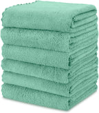 kimteny Kitchen Cloth Dish Towels, 13x28 Inches Premium Dishcloths, Super Absorbent Coral Velvet Microfiber Cleaning Cloths, Fast Drying Rags for Washing Dishes (13x28-6 Pack, Green)