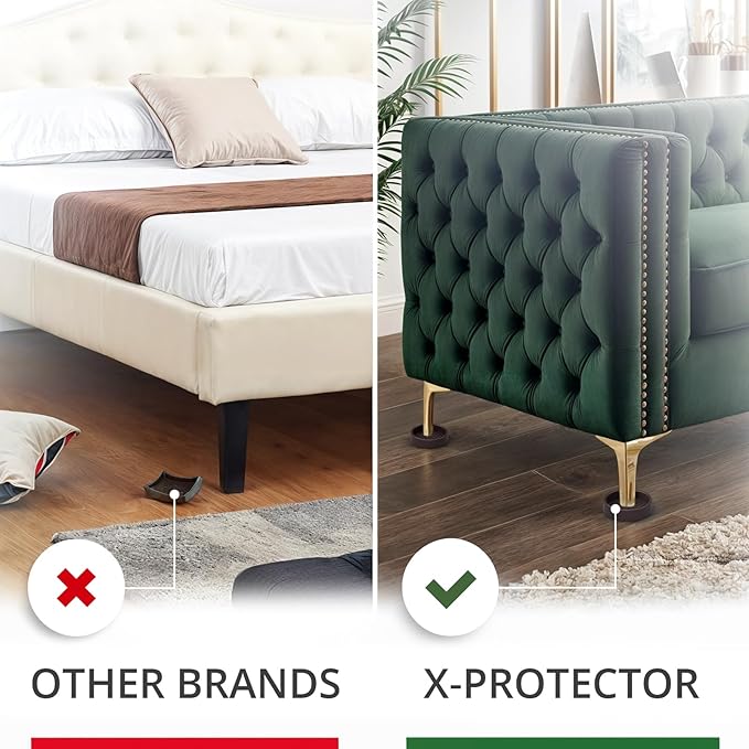 Furniture Cups X-PROTECTOR – 2" Caster Cups 8 PCS – Round Furniture Coasters – Ideal Bed Stoppers – Non Skid Furniture Pads with a Perfect Design – Rubber Furniture Pads - Protect Any Flooring!