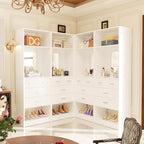 Unikito 100 Inch Closet System with Drawers, 8FT Wood Closets Organizer with Mirror Design, Freestanding Heavy Duty Walk in Closet Tower for Bedroom, Max Load 2000 LBS, Easy Assembly, White