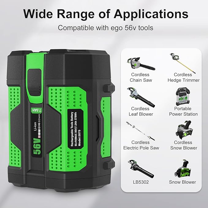 Replacement EGO 56-Volt 7.5 Ah Battery for EGO 56v Batteries BA5600T BA4200T BA3360T BA2800T BA1400T & EGO Power+ Cordless Tools