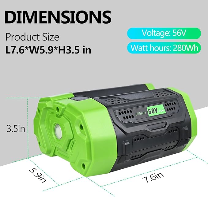 Replacement for EGO 56V Batttery 5.0Ah BA2800 BA2800T BA4200 BA1400 BAT1400T BA5600T Compatible with EGO 56V Power Tools Lawn Mower, Leaf Blower, Chainsaw