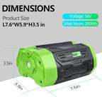 Replacement for EGO 56V Batttery 5.0Ah BA2800 BA2800T BA4200 BA1400 BAT1400T BA5600T Compatible with EGO 56V Power Tools Lawn Mower, Leaf Blower, Chainsaw