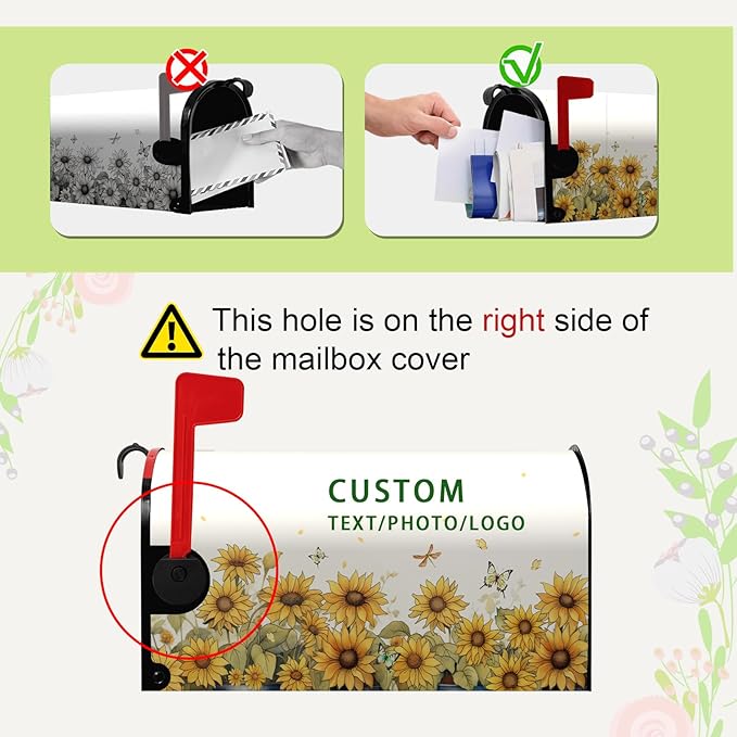 Personalized Custom Mailbox Covers Magnetic Standard Size Add Photo Picture Family Name House Address Text Customized Mailbox Post Cover Dog Mailbox Wraps Decor Waterproof for Yard 21x18 Inch