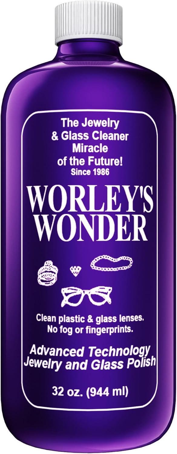 Worley's Wonder Jewelry & Glass Cleaner (32 Ounce Refill Bottle) - Jewelry Cleaner Spray for Gold, Silver, Diamonds, Gemstones, Glass, Marble, Electronics (Pack of 1)