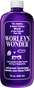 Worley's Wonder Jewelry & Glass Cleaner (32 Ounce Refill Bottle) - Jewelry Cleaner Spray for Gold, Silver, Diamonds, Gemstones, Glass, Marble, Electronics (Pack of 1)