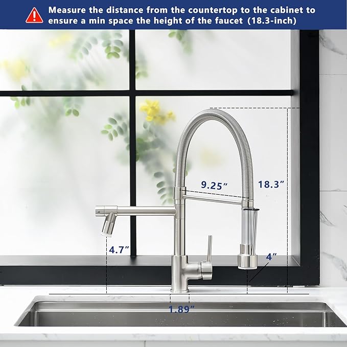 Fapully Kitchen Faucets with Pull Down Sprayer,Commercial Single Handle Kitchen Sink Faucet with LED Light,Brushed Nickel