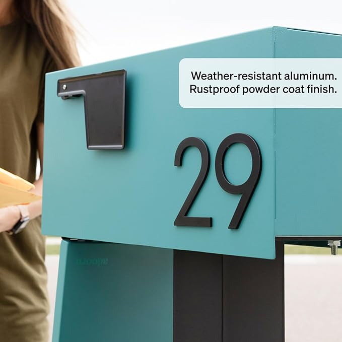 Adoorn 4 Inch Mailbox Numbers - Number 6, Black Color, Each Sold Individually, Premium Metal Self Stick Address Numbers, Weatherproof Mailbox Numbers for Outside