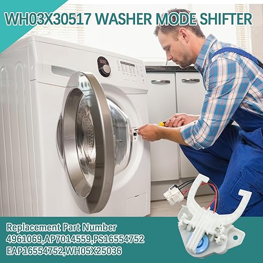 Upgraded WH03X30517 WH05X25036 Washer Mode Shifter Dryer Parts,WH05X24185 Washing Machine Clutch & WH01X24434 Washer Spring Compatible with GE/Hotpoint Clothes Washer Shift Actuator