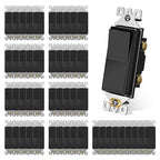 AIDA Single Pole Rocker Decora Light Switch, 15 Amp Self-grounding Electrical Light Switches, Residential Grade, UL Listed (50, Glossy Black, Without Wall Plate)