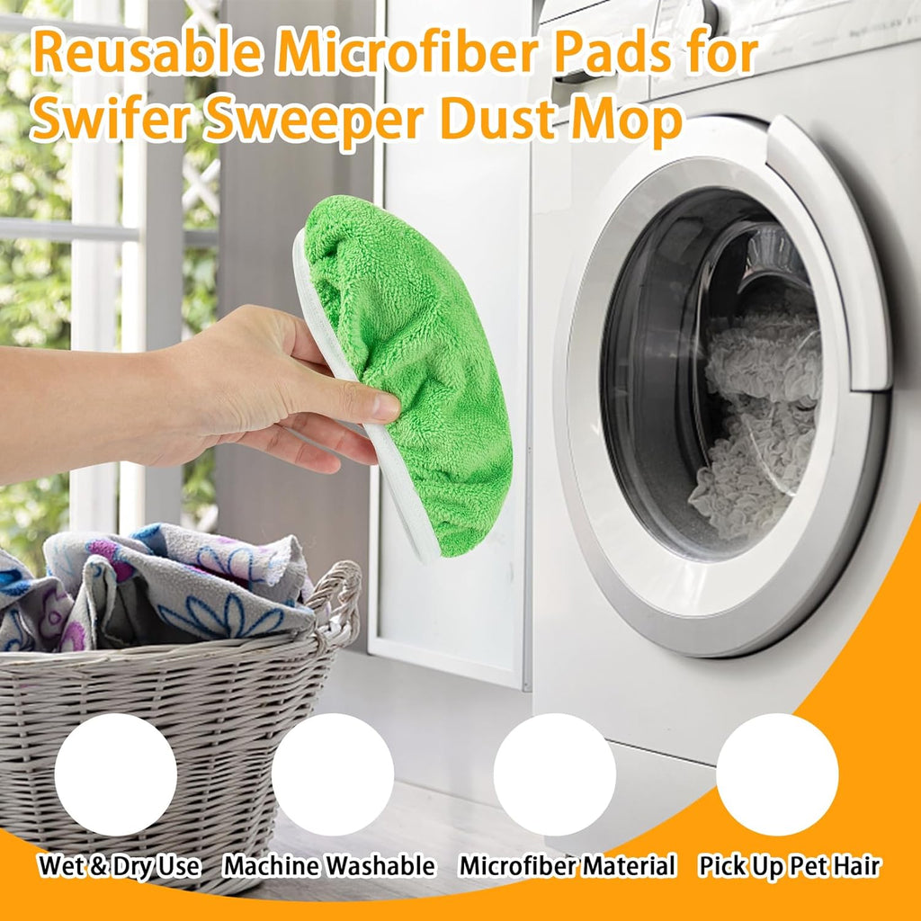 Reusable Dry Sweeping Cloths Microfiber Wet Mop Pads Compatible with Swiffer Sweeper Mop Replacement Sweeping Mopping pad Refills for Hardwood Surface Floor Cleaning (32)
