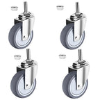 Stainless Steel Caster Wheels 4 inch, 3/8"-16x1 Threaded Stem Casters Set of 4, Non-Marking Slient TPR Rubber Wheels for Furnitures,Restaurants,Labs,Hospital
