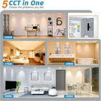 VOLISUN 24 Pack 4 inch Recessed Lighting, 5CCT LED Recessed Light with Junction Box, 2700K-5000K Selectable, 9.5W Eqv 80W, 810LM Dimmable Canless Wafer Downlight, LED Ceiling Light ETL Certificated