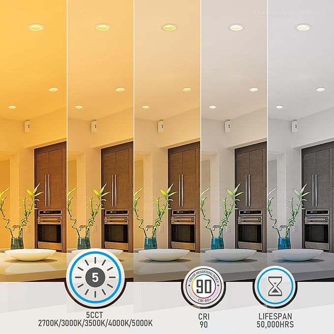 TORCHSTAR 8-Pack 5CCT 4 Inch LED Recessed Lighting Retrofit Downlight, Aluminum Anti-Glare Deep Baffle Trim, 800LM 10W=100W, CRI90 Dimmable Remodel Can Lights, JA8 ETL, 2700K3000K3500K4000K5000K
