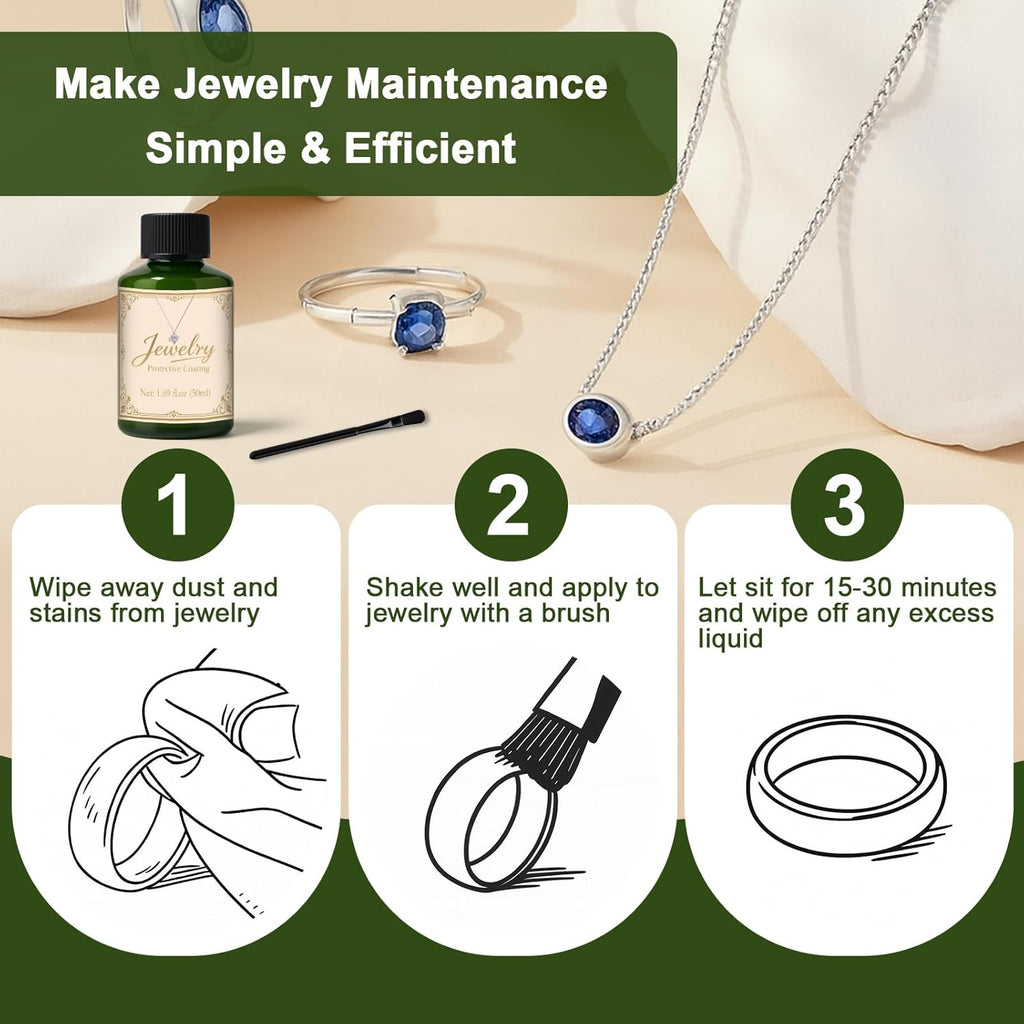 50ml Jewelry Protective Coating, Jewelry Sealant Tarnish Protection Maintain Brilliant Luster, Against Wear & Oxidation, Suitable for Metals, Gemstones