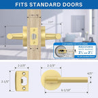 Amerdeco 1 Pack Brushed Gold Door Handles Interior, Knurled Passage Door Handles,Gold Door Lever for Bedroom or Bathroom,Reversible Keyless for Left Right Handed Doors AM0027