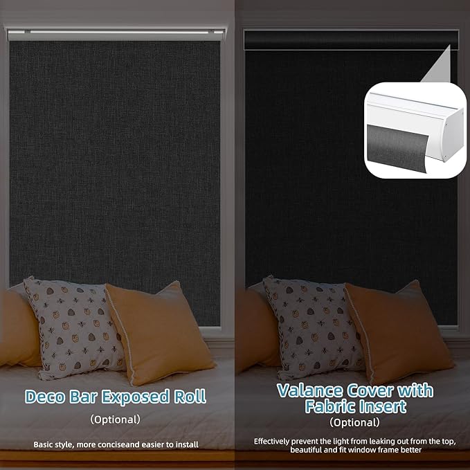 SmartWings Motorized Smart Blinds with Remote, Automatic Blackout Roller Shade Work with Alexa Homekit Thread Google Z-Wave, Electric Blind for Window, Custom Width Up to 110" W,Bouvardia Dark Grey
