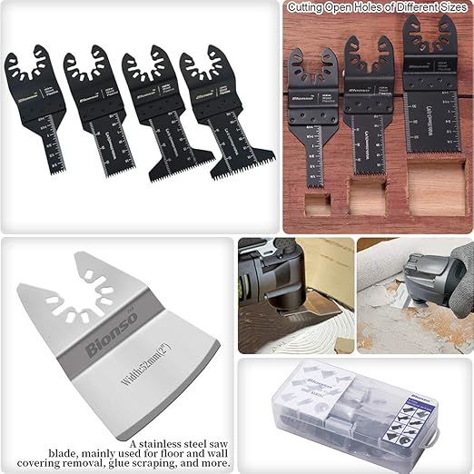 Bionso 40 PCS Oscillating Saw Blades, Premium Multitool Kit for Wood Metal Plastics, Tool Blades Fit Dewalt Worx Rockwell Wen Milwaukee Makita Ryobi Bosch Fein Porter Genesis Black