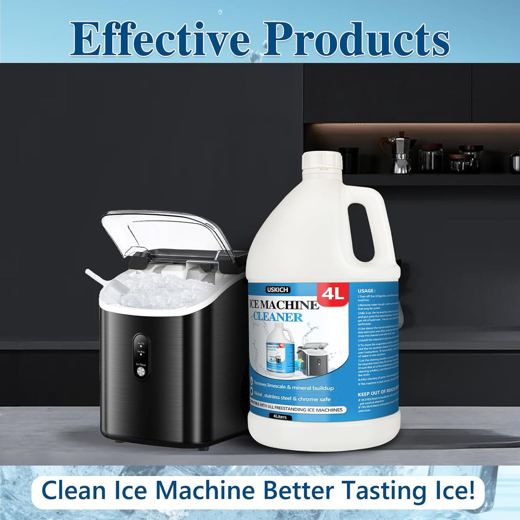 Ice Machine Cleaner Maker Descaler - Nickel Safe Descaler, Ice Maker Cleaner Compatible with Whirlpool, Scotsman, KitchenAid, Affresh, Hoshizaki, GE Opal Cleaning Kit, (1Gallon, 33 Uses)
