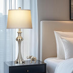 28.75" Silver Table Lamps for Living Room,Touch Lamps for Bedrooms Set of 2 - Nightstand Table Lamp with USB C+A, 3 Way Dimmable Bedside Lamps End Tables Brushed Nickel