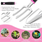 Pink Garden Tool Set Gardening Items for Women - 24PCS Heavy Duty Garden Tools with Detachable Storage Bag, Succulent Tool Set, Weeder