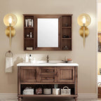 SeeU Gold Wall Sconces Mid Century Style Set of 2,Brass Wall Lamp Fixture,Vanity Light Fixture Wall Lamp with Amber Globe