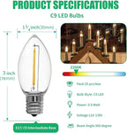 Meconard C9 Led Replacement Christmas Light Bulbs, 100 Pack C9 Shatterproof Plastic Led Bulbs for Christmas Outdoor String Lights, E17 Intermediate Base, Commercial Grade Holiday Bulbs, Warm White.