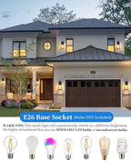 18'' Large Motion Sensor Outdoor Lights 2 Packs, Dusk to Dawn Exterior Lighting Fixtures, Modern Black Outdoor Sconces Porch Light for House, Outside Farmhouse Wall Lanterns for Front Door, Garage