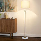 【Upgrade】 Gold Floor Lamps for Living Room, 55"-67" Height Adjustable Modern Standing Lamp with Marble Base, Pull Chain Switch, 3-Way Dimmable Tall Pole Lamp for Bedroom Office Reading, Bulb Included