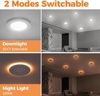 48 Pack 4 Inch Led Recessed Lights with Night Light, Canless Ultra Thin Wafer Soffit Recessed Lighting Downlight, Dimmable & 5 Color Temperature Selectable, 9W, ETL, White