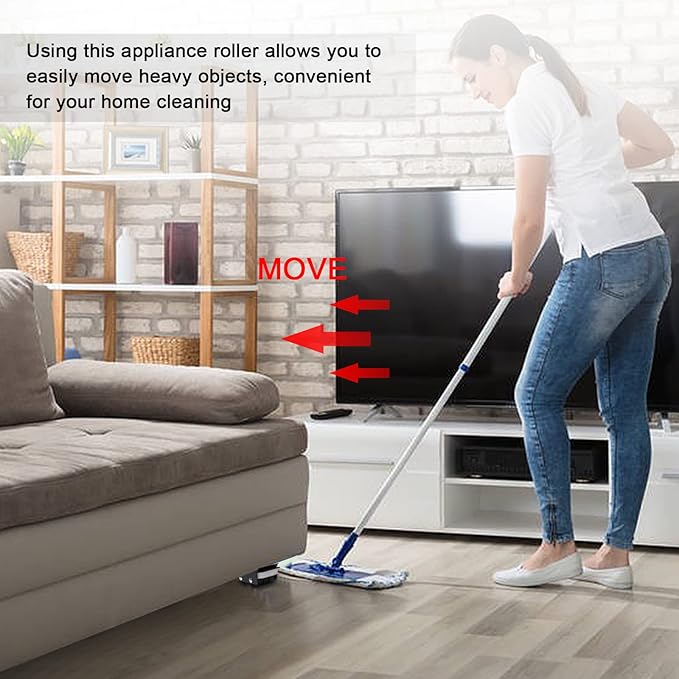 2Pcs Extendable Appliance Furniture Dolly Mobile Roller, Heavy Duty Adjustable Washing Machine Mobile Stand Base, Metal Movable Bracket for Refrigerator Washing Machine Dryers Diswashers Base, White