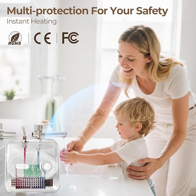 8 Gallon Electric Tank Water Heater, 120V 1500W Under Sink Instant Hot Tank Water Heater for RV, Camper, Kitchen, Food Truck, Wall or Floor Mounted, Blue