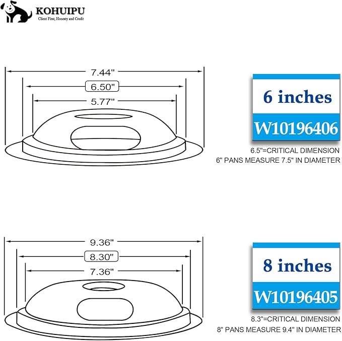 Drip Pan Electric Stove Burner Covers for Whirlpool W10278125, 4 Pack(2x6" and 2x8")