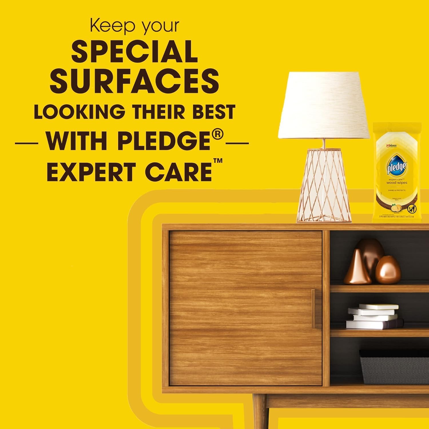 Pledge Expert Care Wood Wipes & Windex Ammonia-Free Glass Cleaning Wipes Bundle, 24ct Lemon Scent Wood Wipes & 25ct Ammonia-Free Glass Wipes for Surface Cleaning