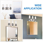 MELUCEE 3-Light Bathroom Light Fixtures Brushed Nickel, Farmhouse Vanity Lighting with Ribbed Clear Glass Shade Bathroom Bar Light Fixtures for Kitchen Bedroom Hallway, E12 Base