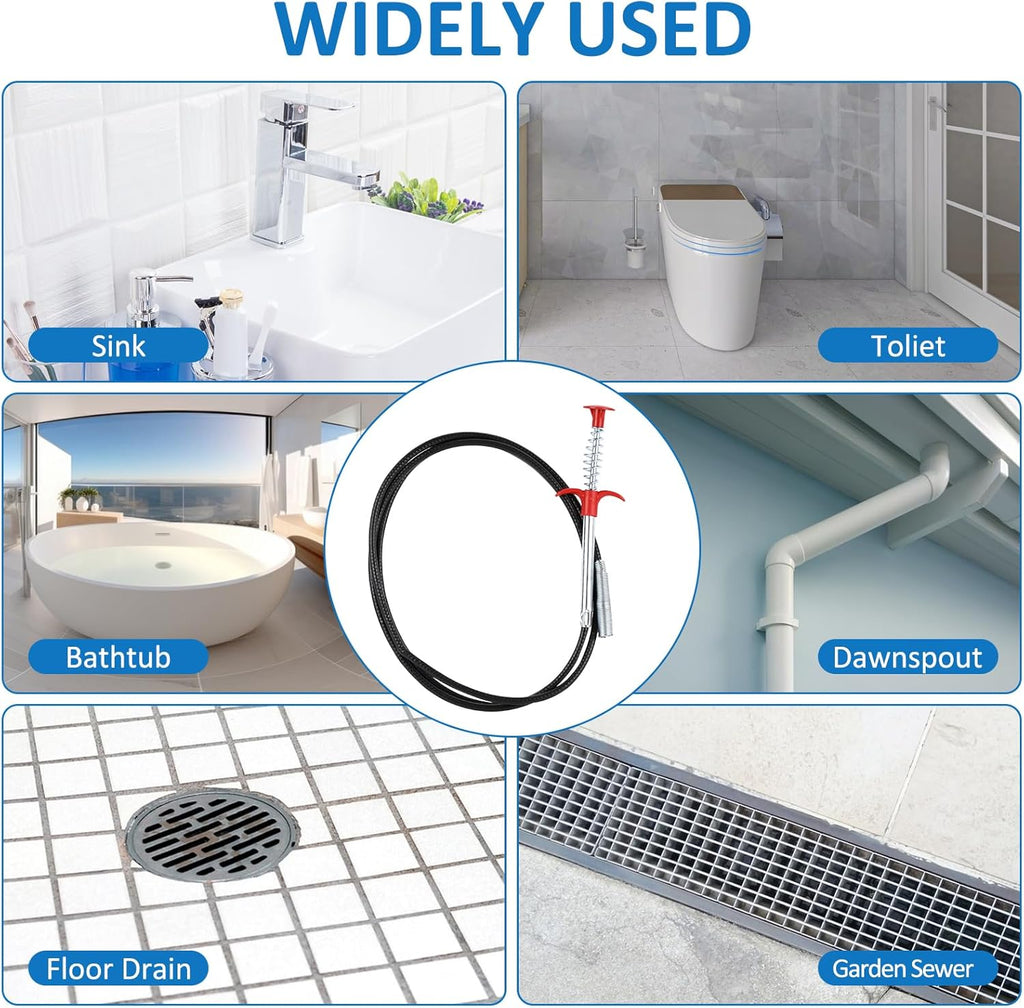 Drain Snake Hair Drain Clog Remover Tool, Sink Cleaner for Toilet Sewer Shower Kitchen Bathroom Tub Clogged Opener Cleaning Tool (35.5 Inch)