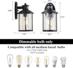 MICSIU 11.5 Inch Motion Sensor Outdoor Wall Light Fixture, Dusk to Dawn Outdoor Light with Clear Seedy Glass, Matte Black Exterior Light for House, Front Porch, Garage, Walkway