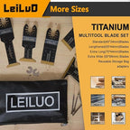 LEILUO 20 Pcs Titanium Multitool Blades Kit Extra-Long & Wide Oscillating Saw Blades with Storage Bag Universal Oscillating Tool Accessories for Wood Nails Drywall Fits DeWalt Makita and More