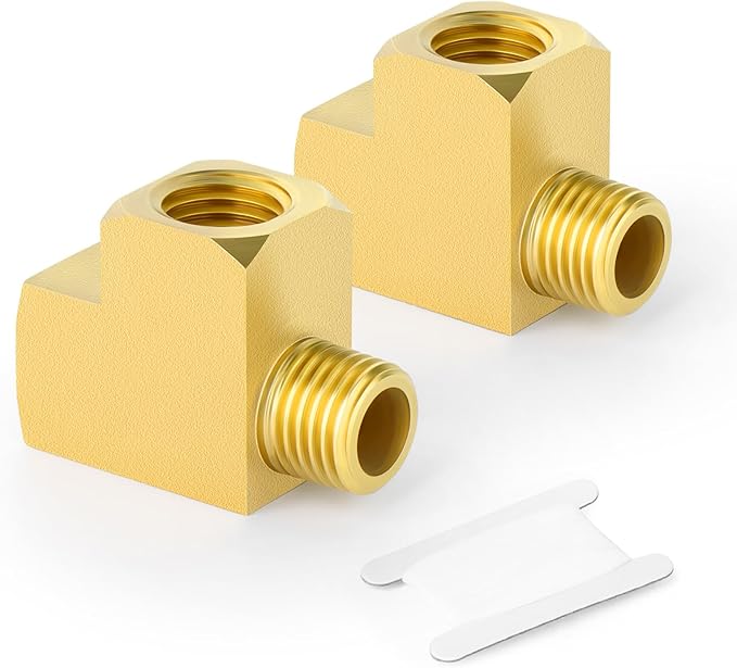 GASHER 2Pcs Brass Tee Fitting, 1/8" FNPT x 1/8" FNPTx 1/8" MNPT Pipe Fittings, Male Run Tee