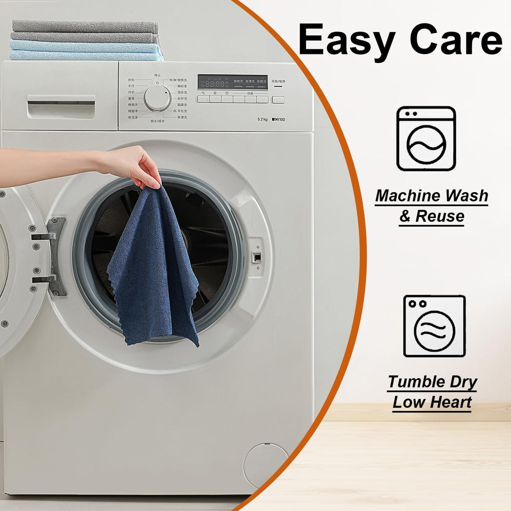 80 Pack Microfiber Cleaning Cloth Roll,Lint Free Rags & Tear Away Reusable Towels Washable Scratch,Ultra Absorbent Dish Rags(12" x 12") for Car Kitchen Home Garage-Navy Blue