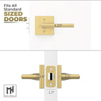 Mega Handles Prime Privacy Lever Door Handle for Hallway, Closet and Bathroom, Keyless Design Door Levers, Fits All Standard Door Sizes, Exposed Screws Included - Satin Brass (1 Pack), 4.29"