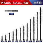 #8 x 3/4" Deck Screws (553Pcs) 2lb. Carbon Steel, Black, Flat Head, Rust Resistant epoxy Coated, with T25 Star Bit
