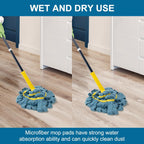Self-Wringing Twist Mops for Floor Cleaning, Microfiber Floor mop with 57 " Long Handle, Easy Wringing Mop for Hardwood Commercial Household Clean (Microfiber Cloth Twist Mop)