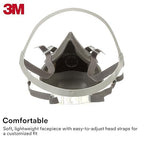 3M Half Facepiece Reusable Respirator 6100, NIOSH, Four-Point Harness, Comfortable Fit, Dual Airline Supplied Air Compatible, Bayonet Connections, Painting, Sanding, Cleaning, Small