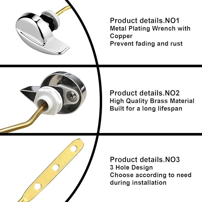 2-Pack Toilet Handle Replacement Parts Kit Compatible with TOTO THU068#CP Trip Lever for St743S St406 St707 St454E St743E St706 Toilet Trip Lever Side Mount Toilet Flush Handle for Kohler Toilet Tank